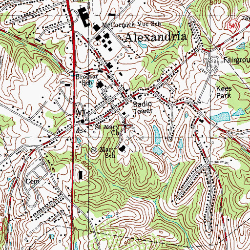 Topographic Map of Saint Mary's Catholic Church, KY