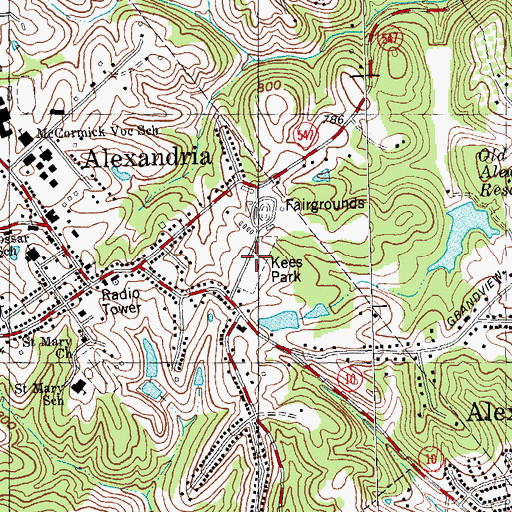 Topographic Map of Kees Park, KY