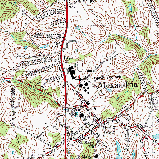 Topographic Map of McCormick Vocational School, KY