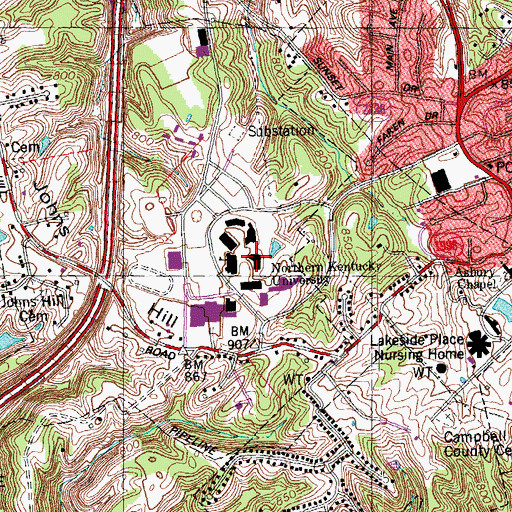 Topographic Map of Fine Arts Center, KY