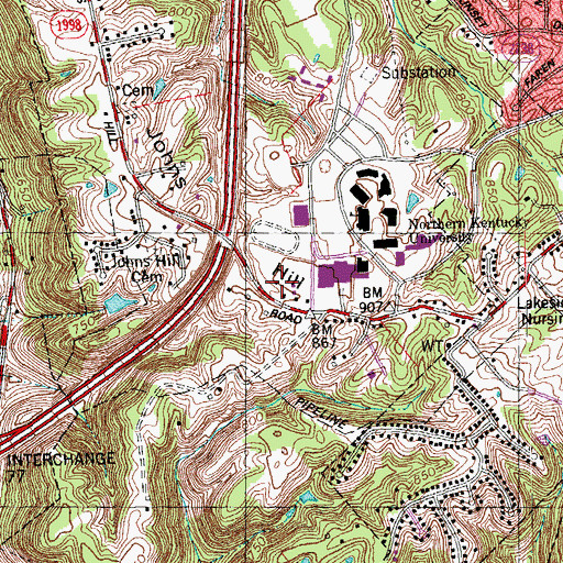 Topographic Map of Frank Ignatius Grein Softball Field, KY