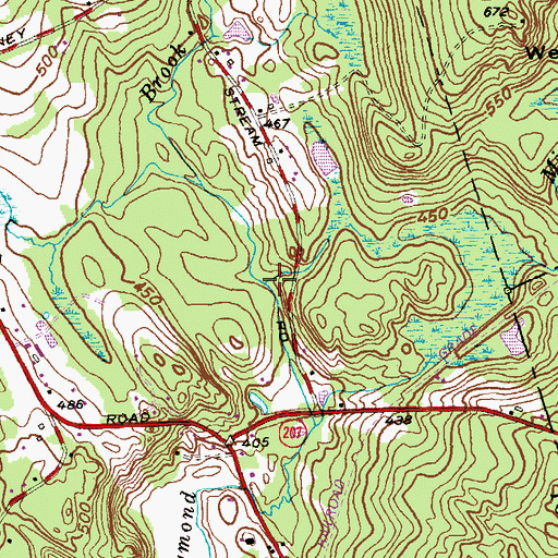 Topographic Map of Mint Brook, CT