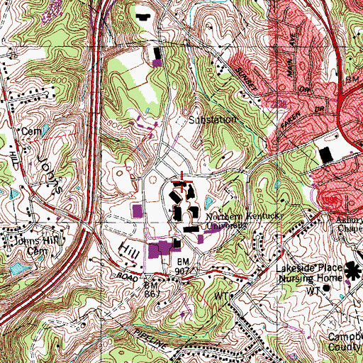 Topographic Map of Landrum Academic Center, KY