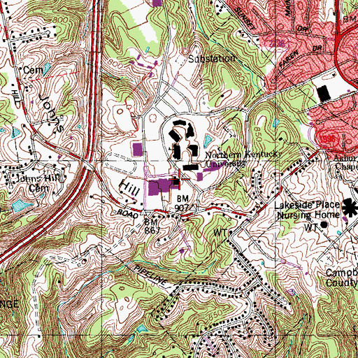 Topographic Map of Regents Hall, KY
