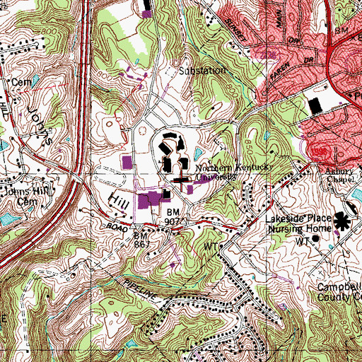 Topographic Map of University Center, KY