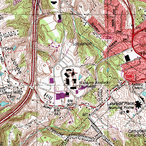 Topographic Map of W Frank Steely Library, KY