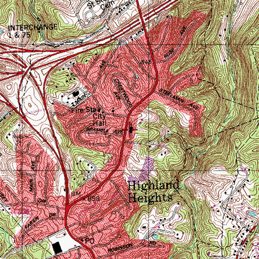 Topographic Map of First Baptist Church, KY