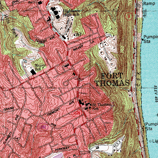 Topographic Map of First Presbyterian Church, KY