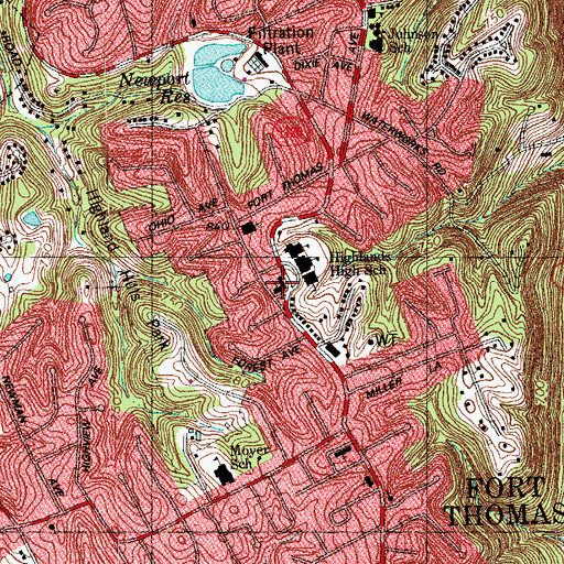 Topographic Map of Highland United Methodist Church, KY