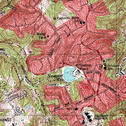 Topographic Map of Kingdom Hall of Jehovahs Witnesses, KY