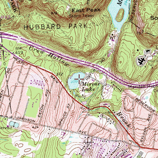 Topographic Map of Mirror Lake, CT