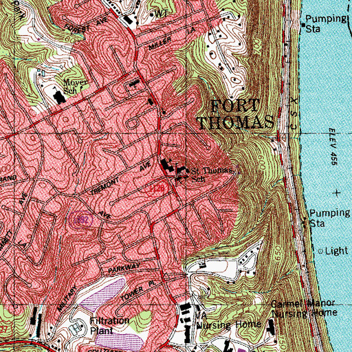 Topographic Map of Saint Thomas Church, KY