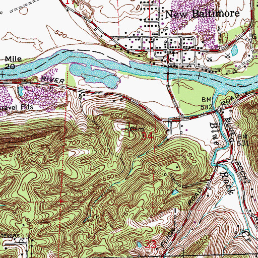 Topographic Map of Crawford Cemetery, OH