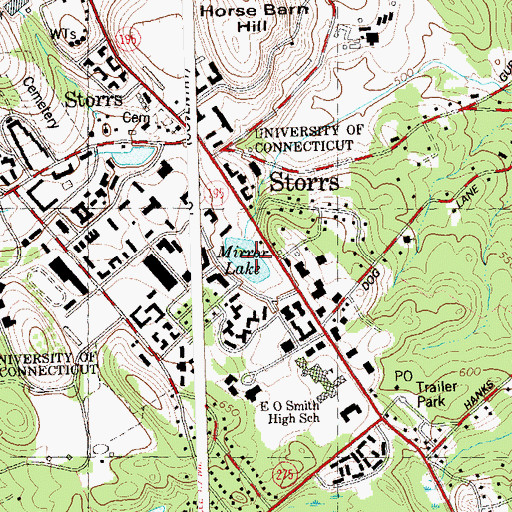 Topographic Map of Mirror Lake, CT