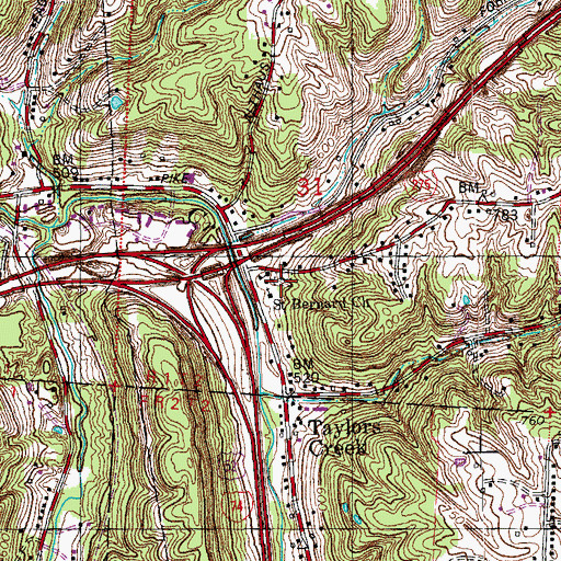 Topographic Map of Saint Bernard Cemetery, OH