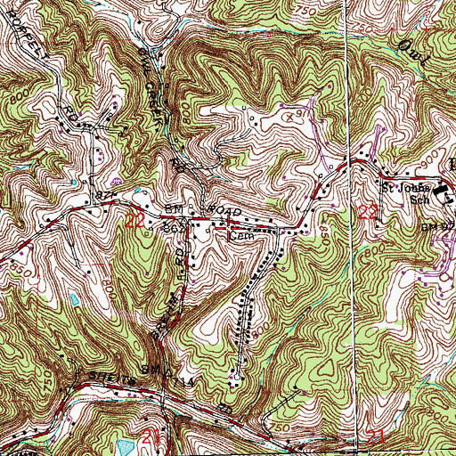 Topographic Map of United Brethren Cemetery, OH