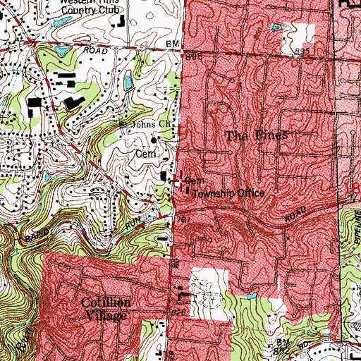 Topographic Map of South Bend Baptist Cemetery, OH