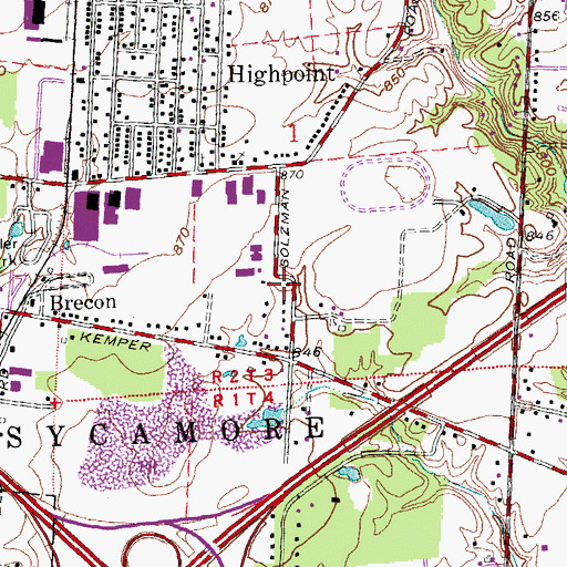 Topographic Map of Sycamore Township Emergency Medical Services and Fire Department Station 93, OH
