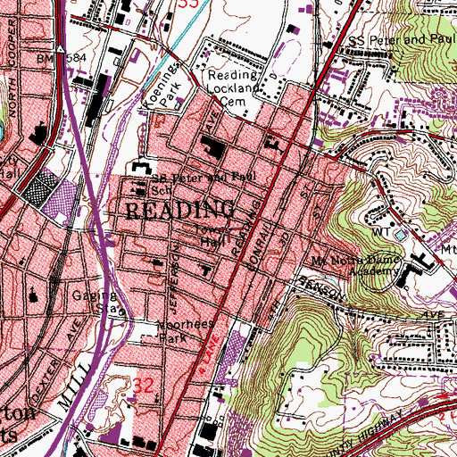 Topographic Map of Reading Police Department, OH