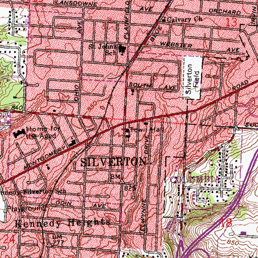 Topographic Map of Silverton Ohio Police Department, OH