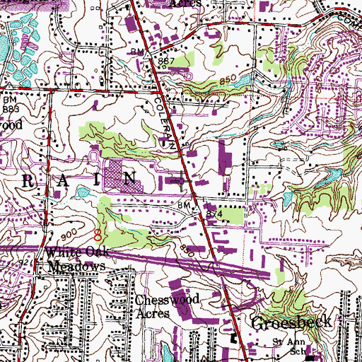 Topographic Map of Groesbeck Branch Cincinnati Post Office, OH