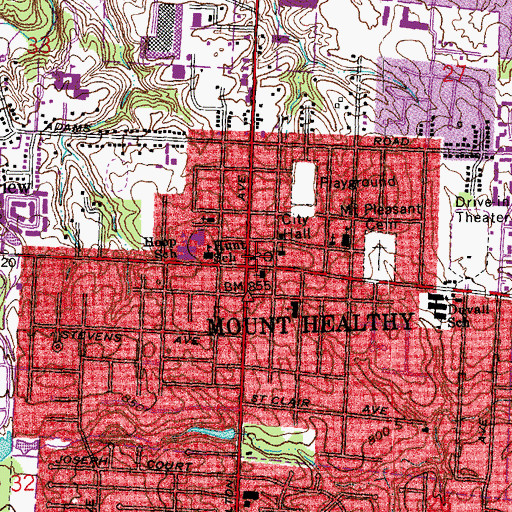 Topographic Map of Mount Healthy Branch Cincinnati Post Office, OH