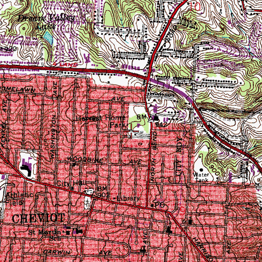 Topographic Map of Cheviot Municipal Swimming Pool, OH