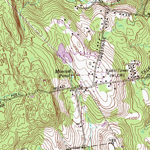 Topographic Map of Miscus Pond, CT