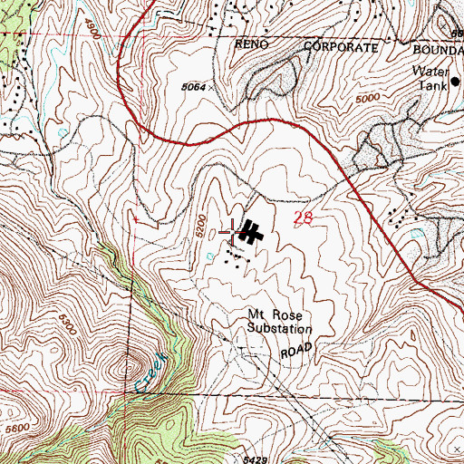 Topographic Map of Caughlin Ranch Elementary School, NV
