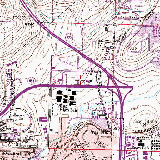 Topographic Map of The Church Academy, NV