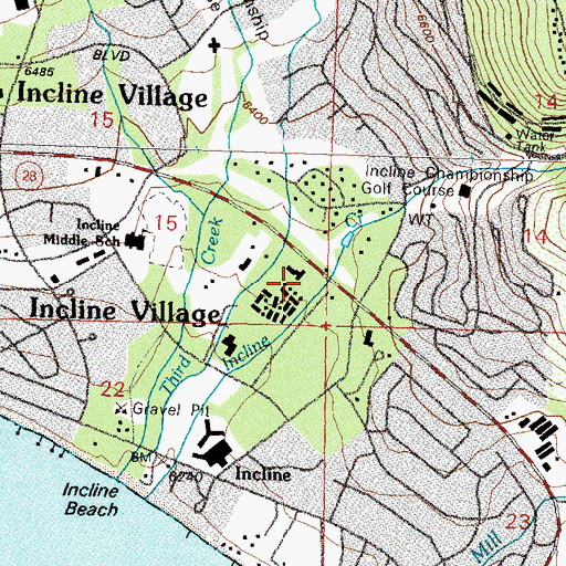 Topographic Map of Lake Tahoe School, NV