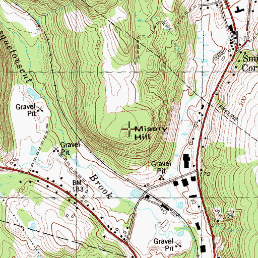 Topographic Map of Misery Hill, CT