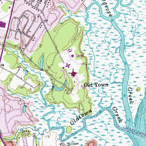 Topographic Map of Legare-Waring House, SC