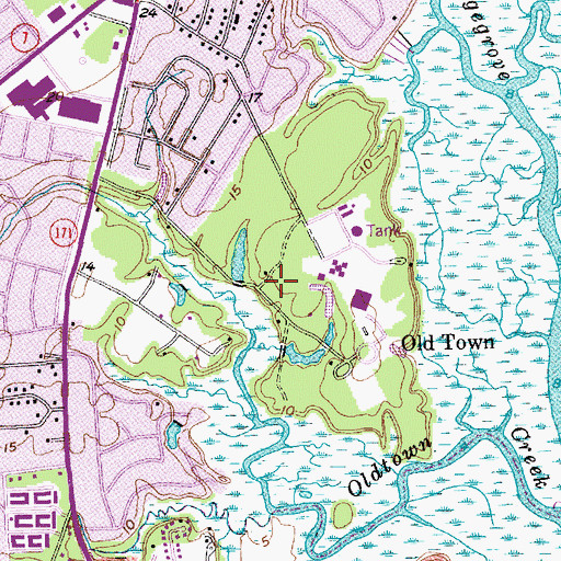 Topographic Map of Charles Towne Landing State Historic Site, SC