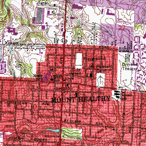 Topographic Map of Mount Healthy Police Department, OH