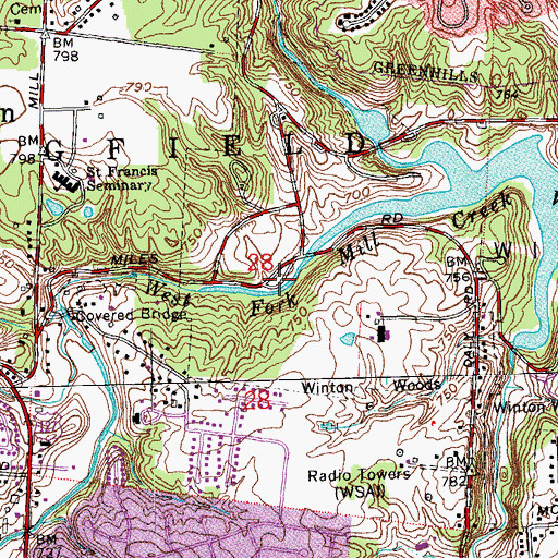 Topographic Map of Old Mill Valley Picnic Area, OH