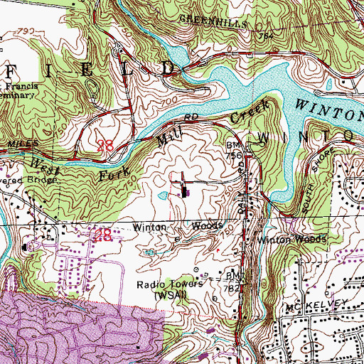 Topographic Map of Parkey's Farm Riding Center, OH