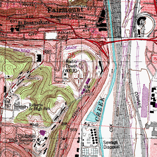 Topographic Map of Bald Knob Quarry, OH