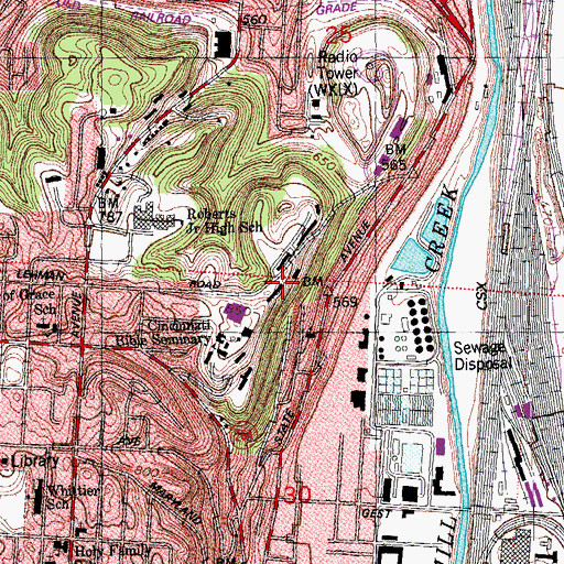 Topographic Map of Dodson Quarry, OH