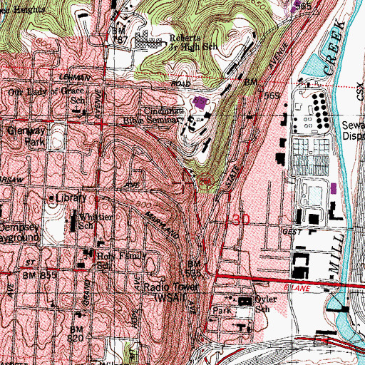 Topographic Map of Wilder Quarry, OH