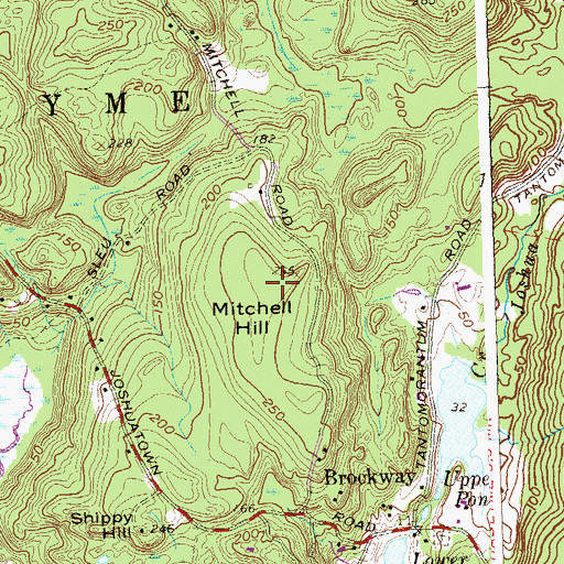 Topographic Map of Mitchell Hill, CT