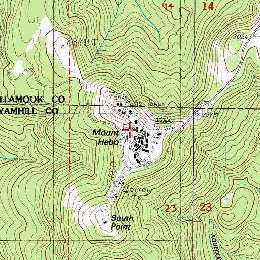 Topographic Map of Mount Hebo Air Force Station (historical), OR