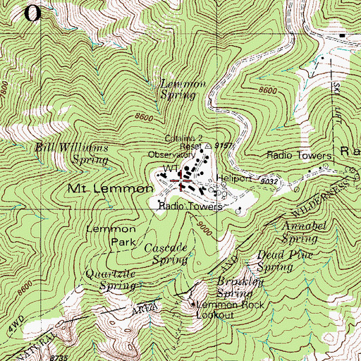 Topographic Map of Mount Lemmon Air Force Station (historical), AZ