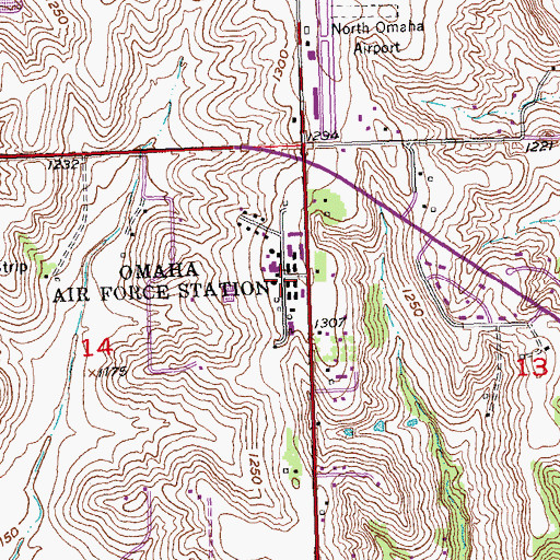 Topographic Map of Omaha Air Force Station (historical), NE