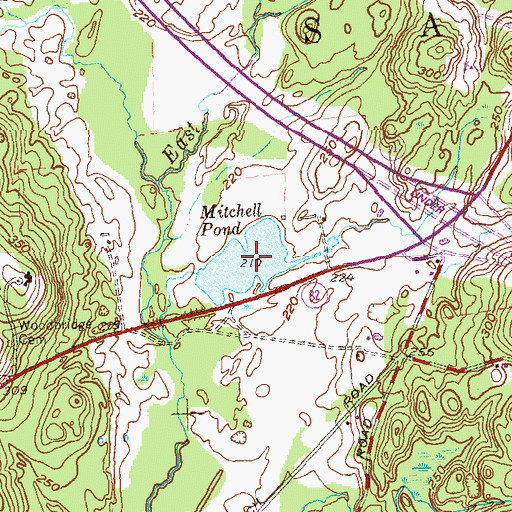 Topographic Map of Mitchell Pond, CT
