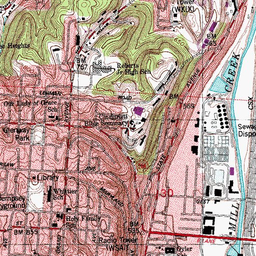 Topographic Map of Alumni Hall, OH