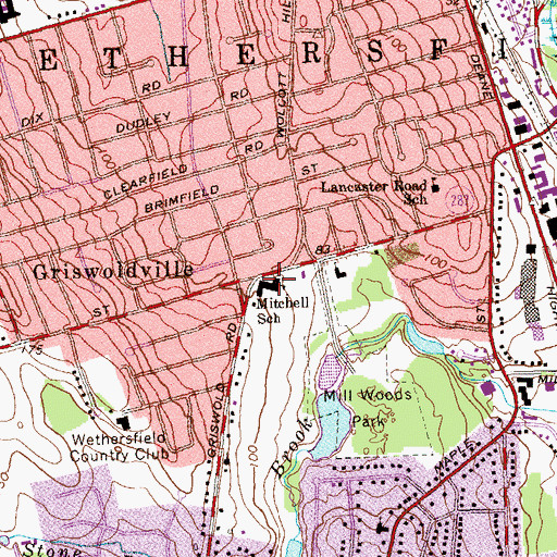 Topographic Map of Mitchell School, CT