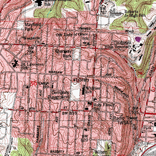 Topographic Map of Cincinnati Police Department District 3, OH