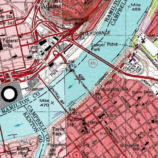 Topographic Map of Newport Southbank Bridge, OH