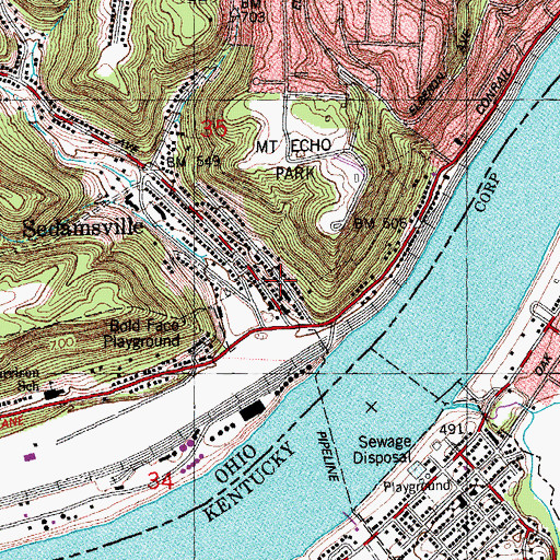 Topographic Map of Our Lady of Perpetual Help School (historical), OH